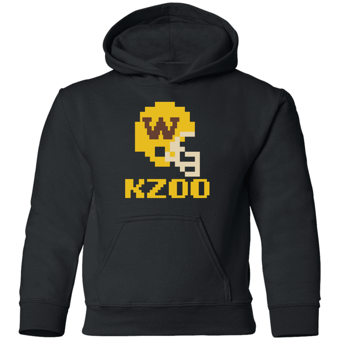 Kzoo Football W 8bit - Black Kids Unisex Classic Hoodie