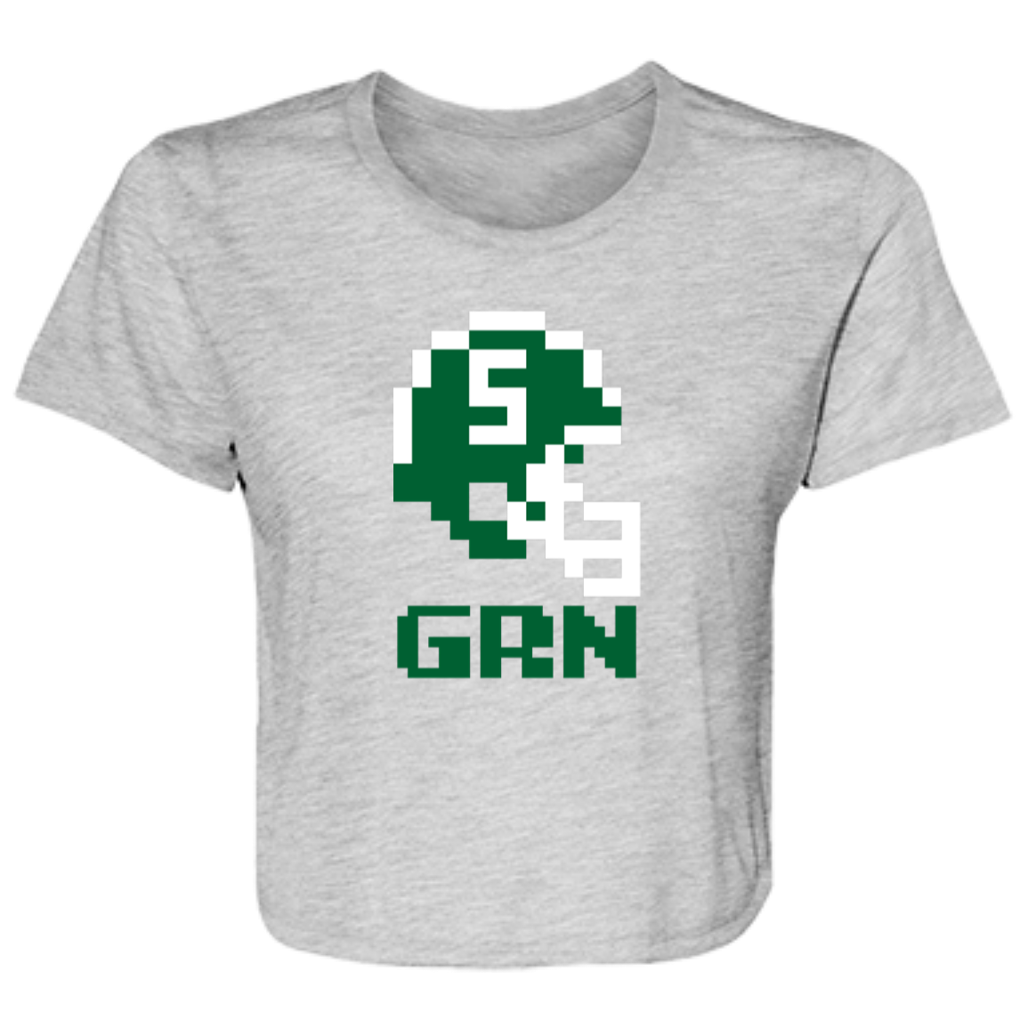 East Lansing Football 8bit - Grey Flowy Cropped Tee
