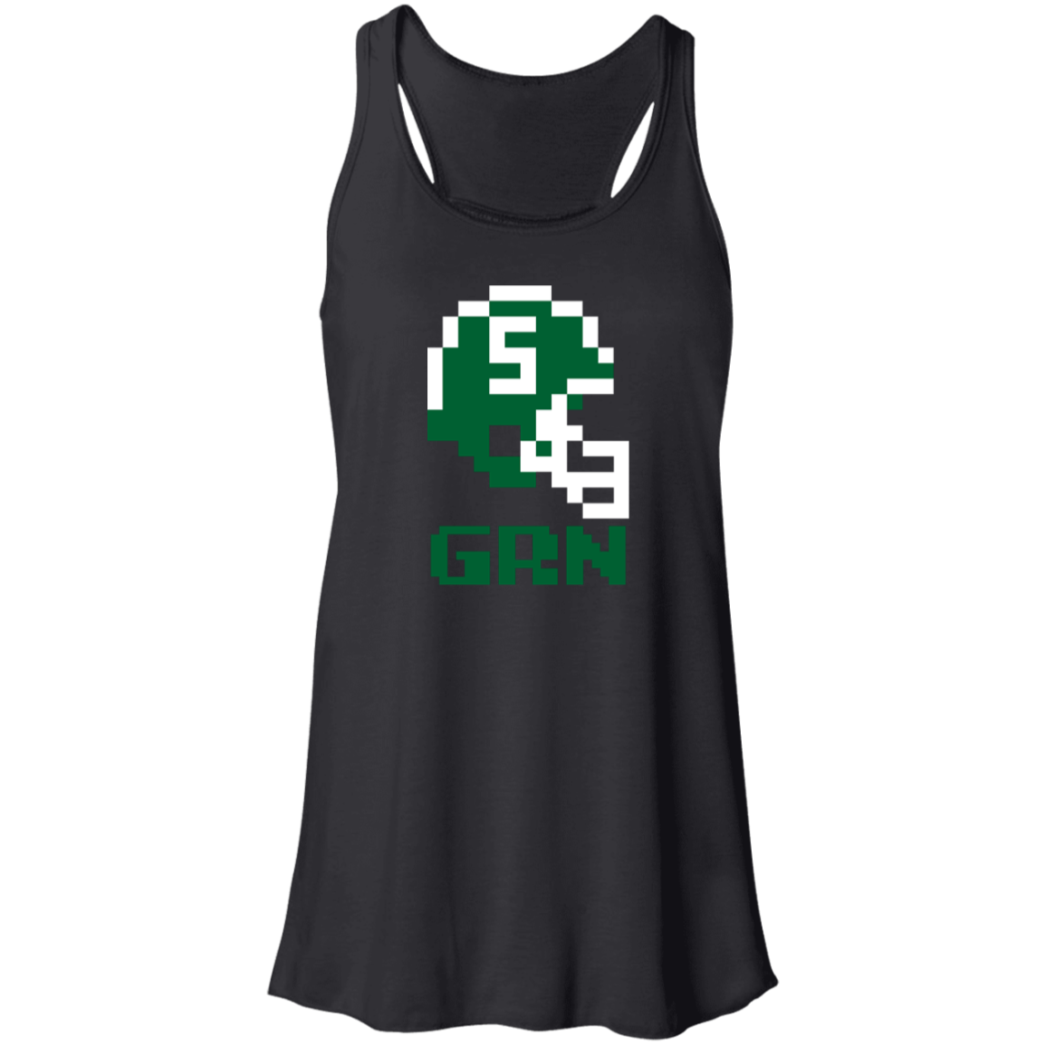 East Lansing Football 8bit - Black Flowy Racerback Tank