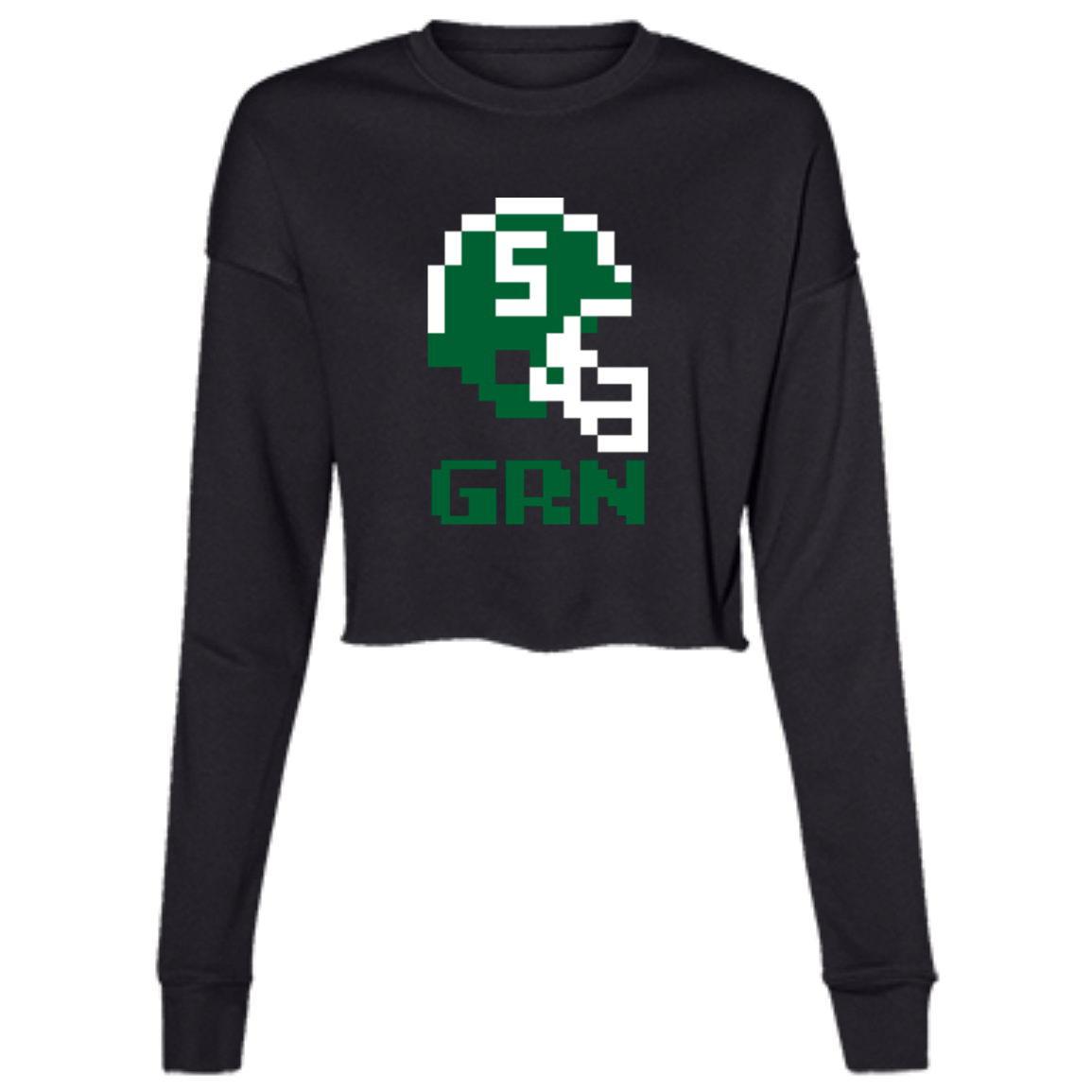 East Lansing Football 8bit - Black Women's Cropped Crewneck Sweatshirt
