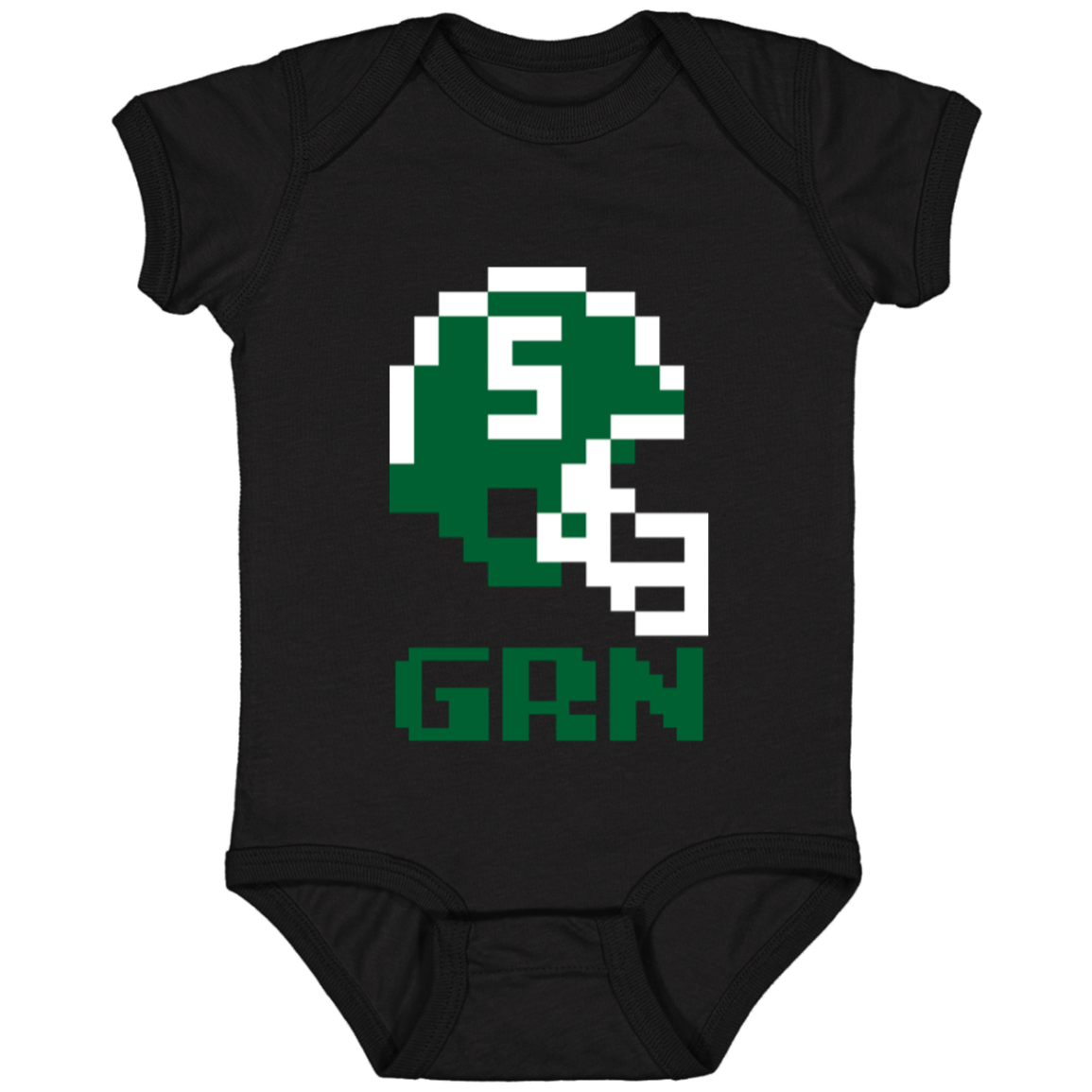 East Lansing Football 8bit - Black Infant Baby Onsie Bodysuit