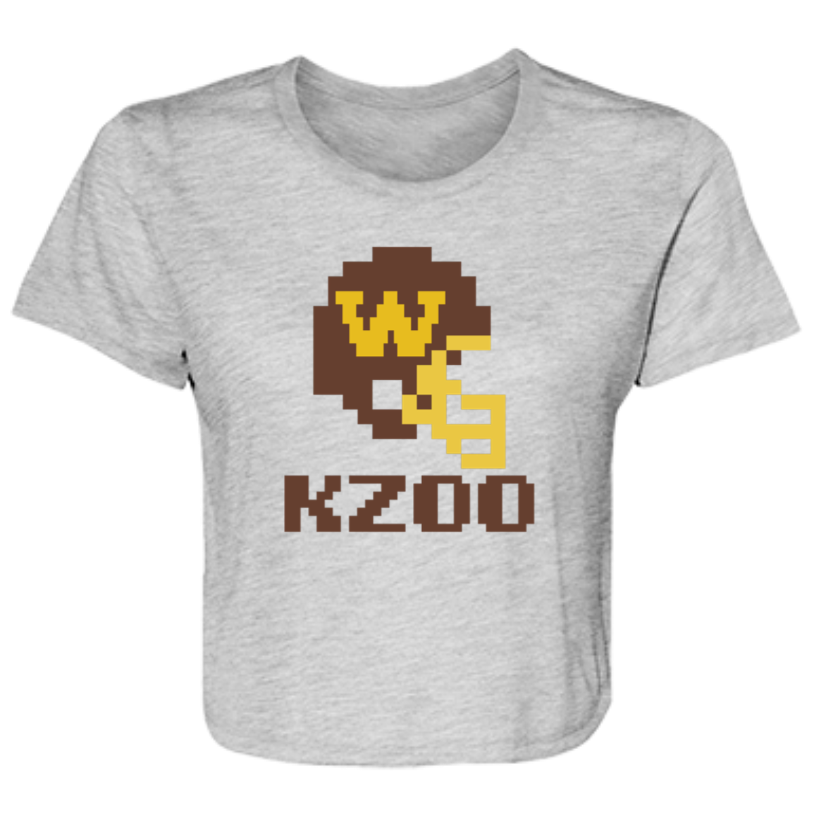Kzoo Football W 8bit - Grey Flowy Cropped Tee