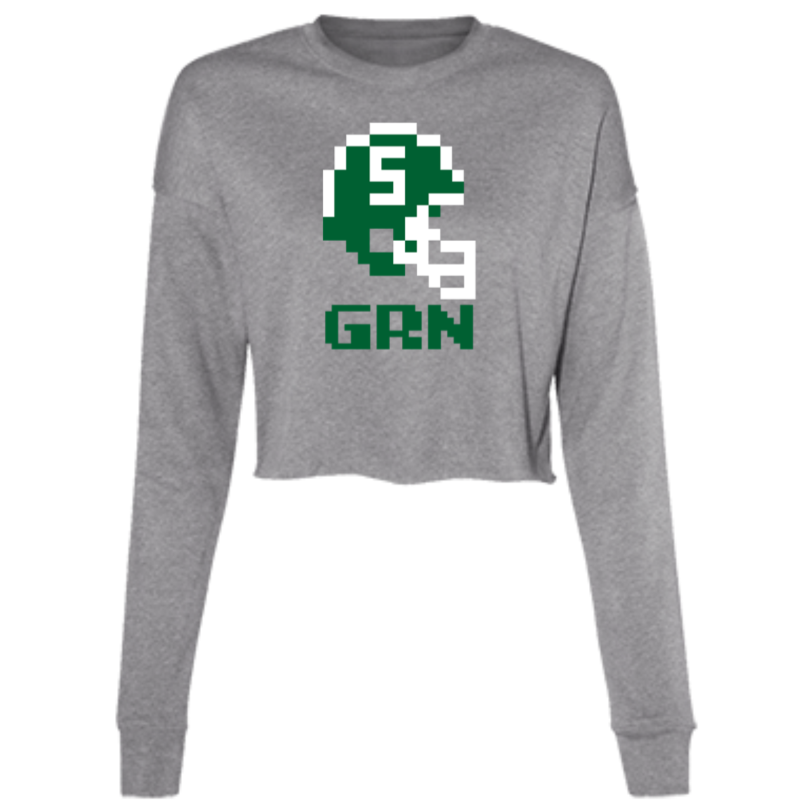 East Lansing Football 8bit - Grey Women's Cropped Crewneck Sweatshirt