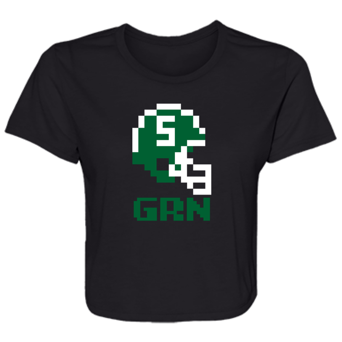 East Lansing Football 8bit - Black Flowy Cropped Tee