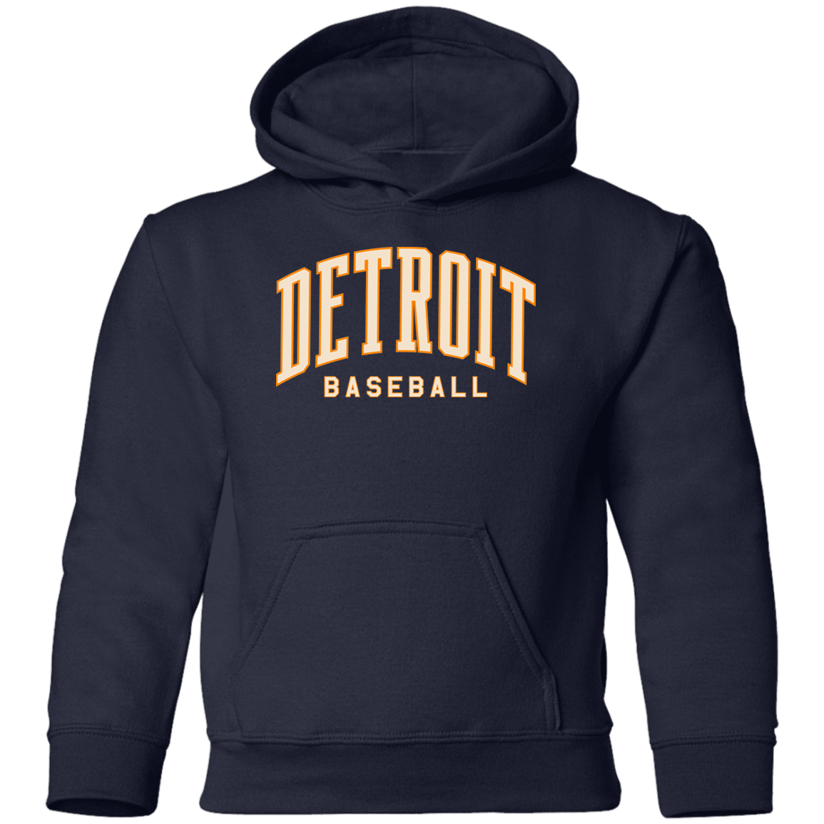 Detroit Baseball Arch - Ivory + Orange Kids Unisex Classic Hoodie