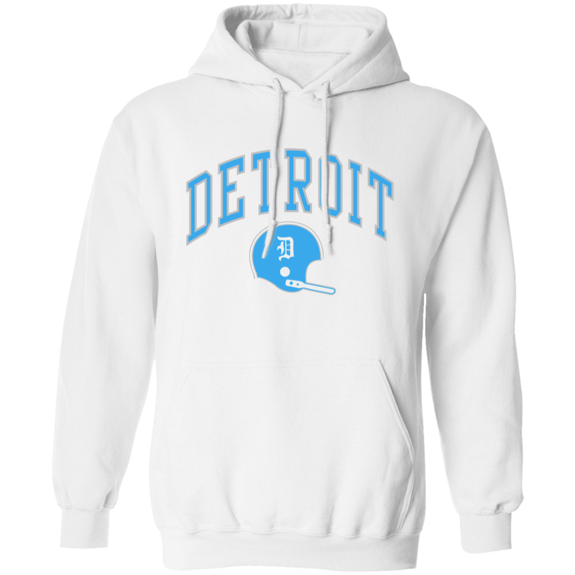 Detroit Football Helmet - Light Blue + Silver Classic Unisex Hoodie