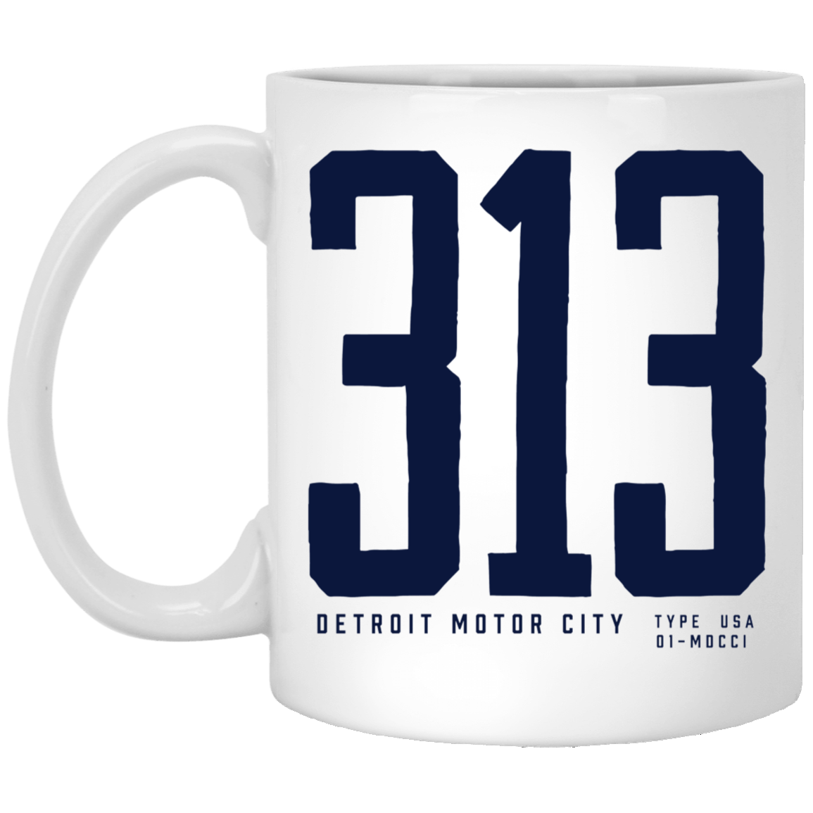 Detroit 313 - Navy White Mug