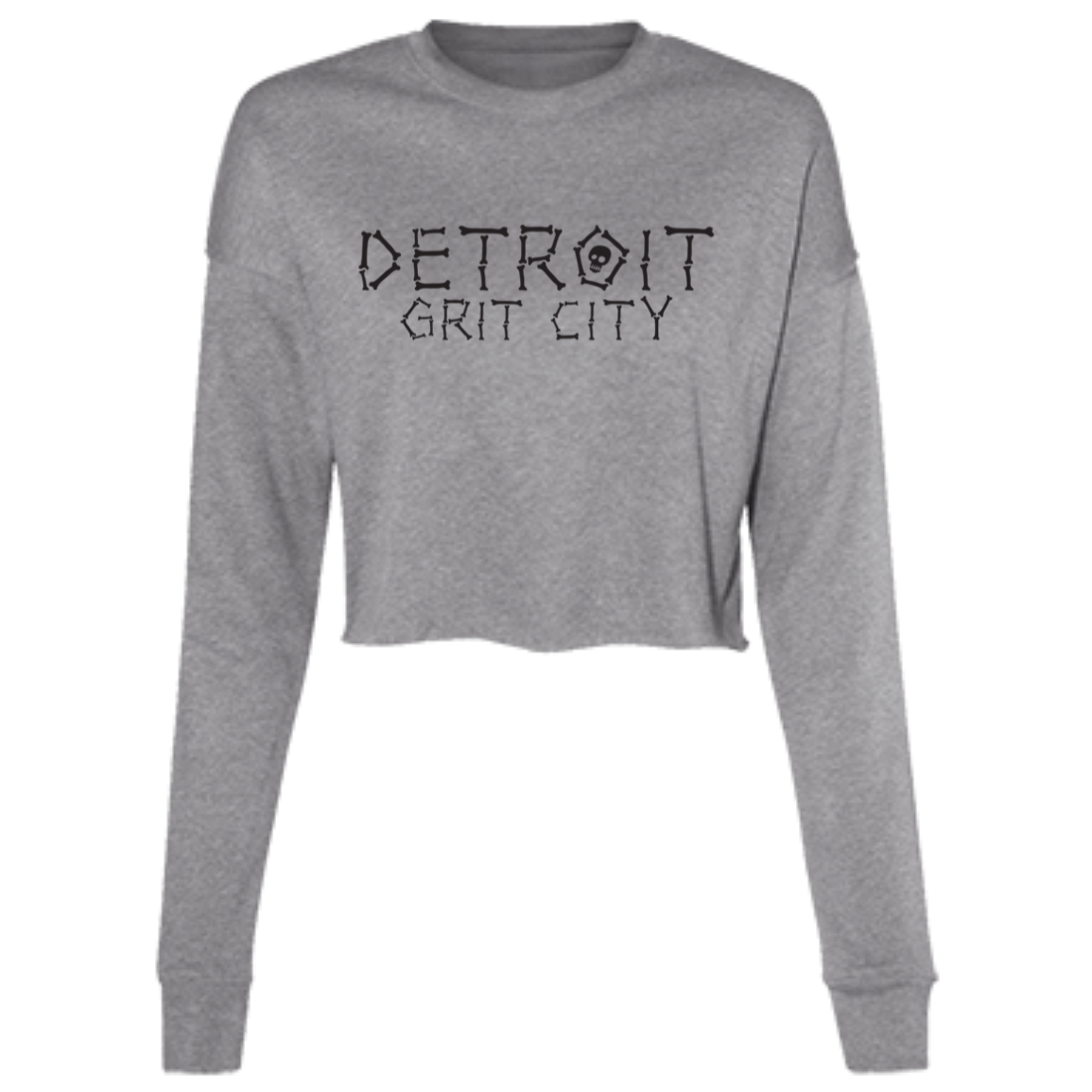 Detroit Grit City Bones - Black Women's Cropped Crewneck Sweatshirt