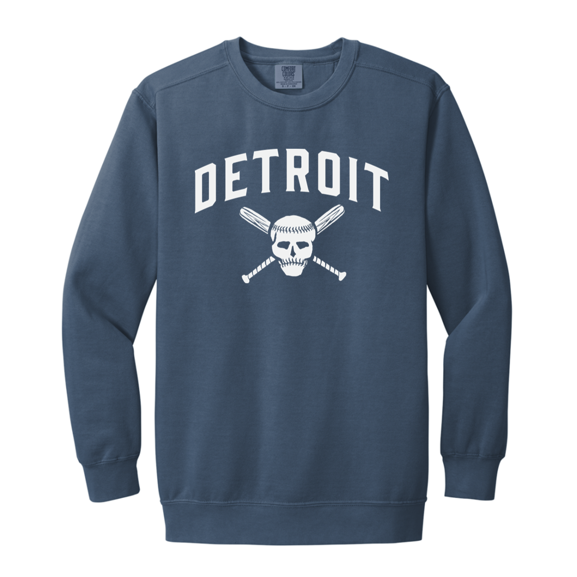 Detroit Skull and Crossbones - White Vintage Wash Crewneck Sweatshirt
