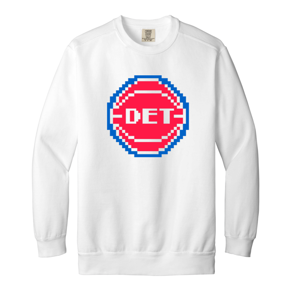 8Bit Detroit Basketball - Red Vintage Wash Crewneck Sweatshirt
