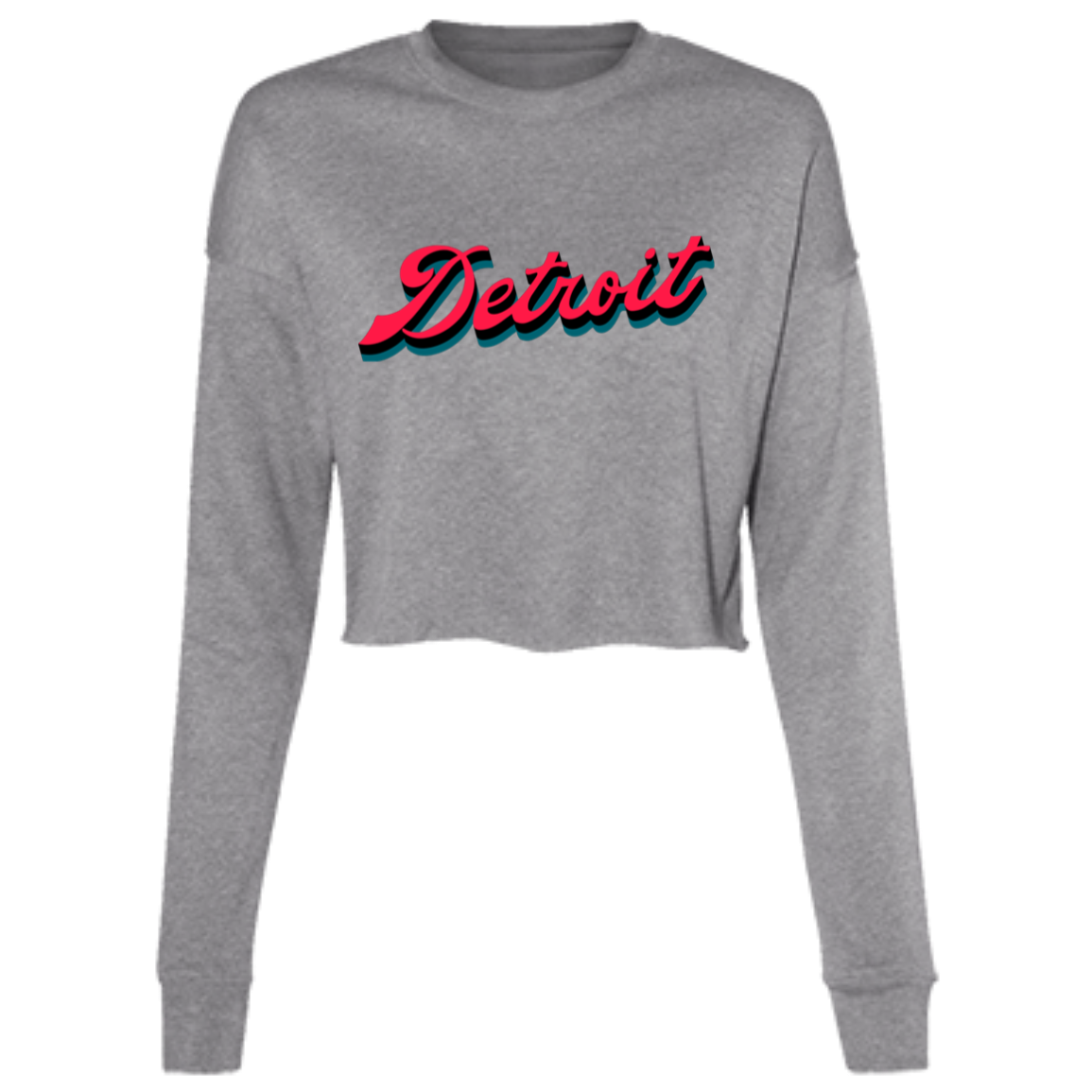 Detroit Basketball Script - Teal Women's Cropped Crewneck Sweatshirt