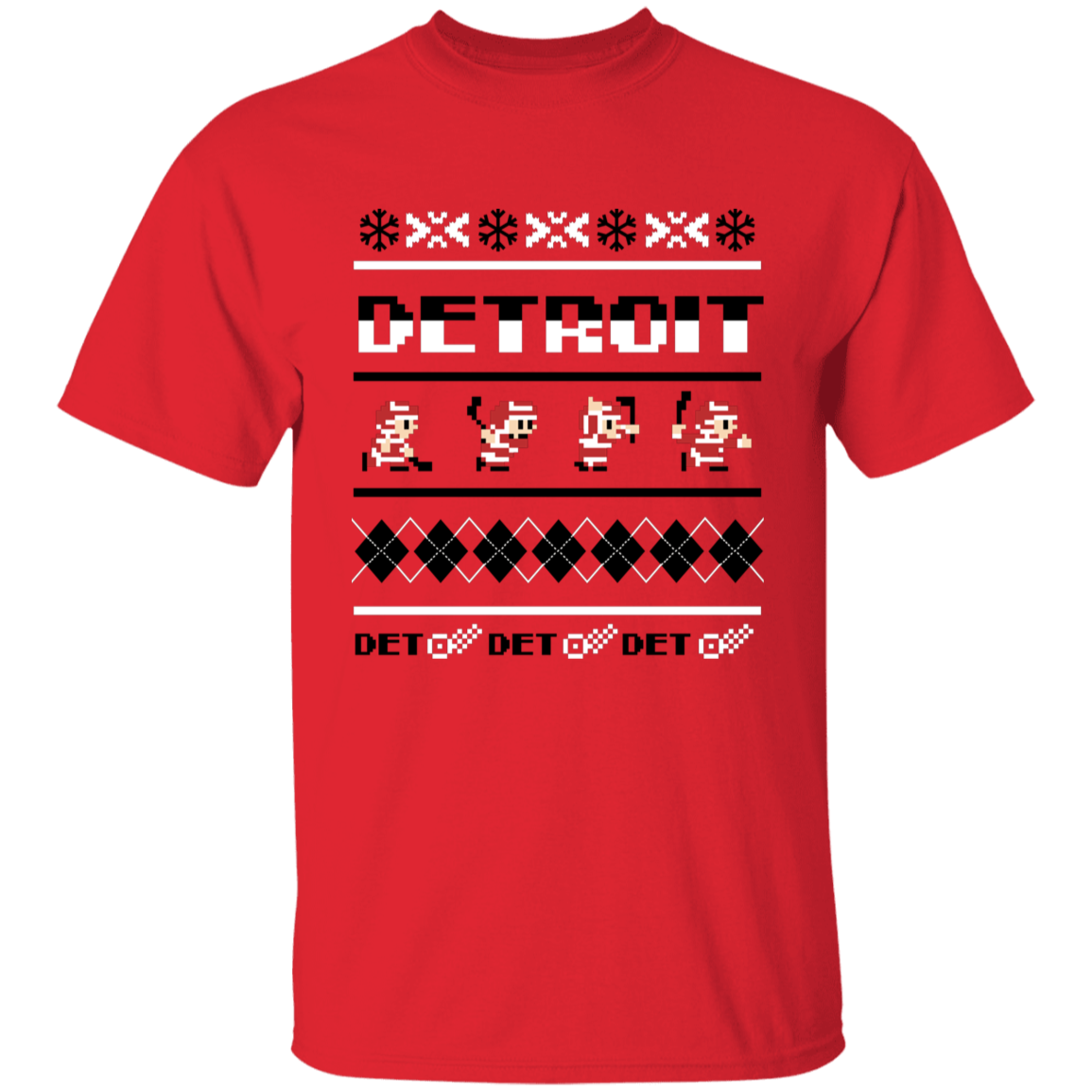 Detroit Hockey Sweater - Black + White Kids Unisex Classic T-Shirt