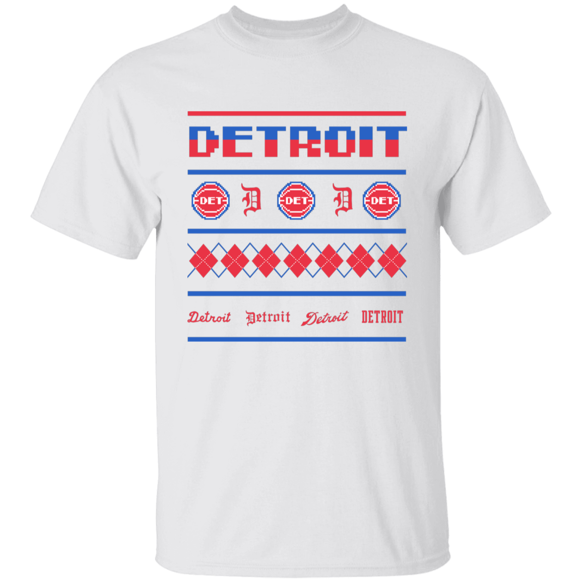 Detroit Basketball Sweater - Red Kids Unisex Classic T-Shirt