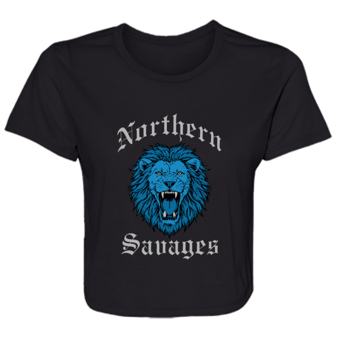 Northern Savages - Honolulu Blue + Silver Flowy Cropped Tee