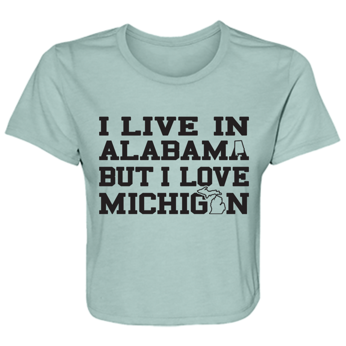 Live Alabama Love Michigan - Black Flowy Cropped Tee