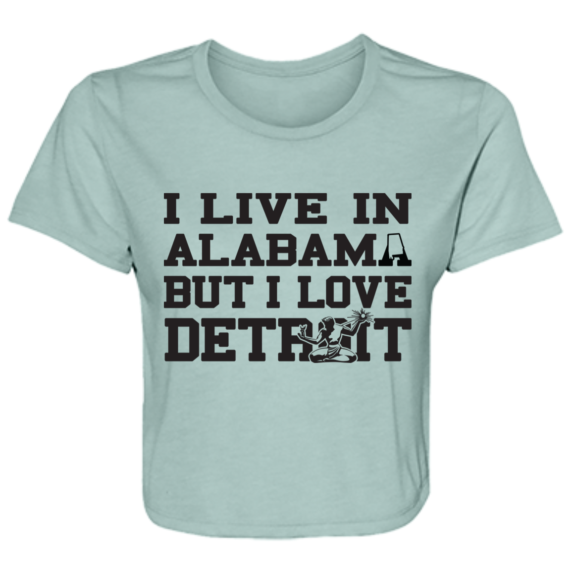 Live Alabama Love Detroit - Black Flowy Cropped Tee