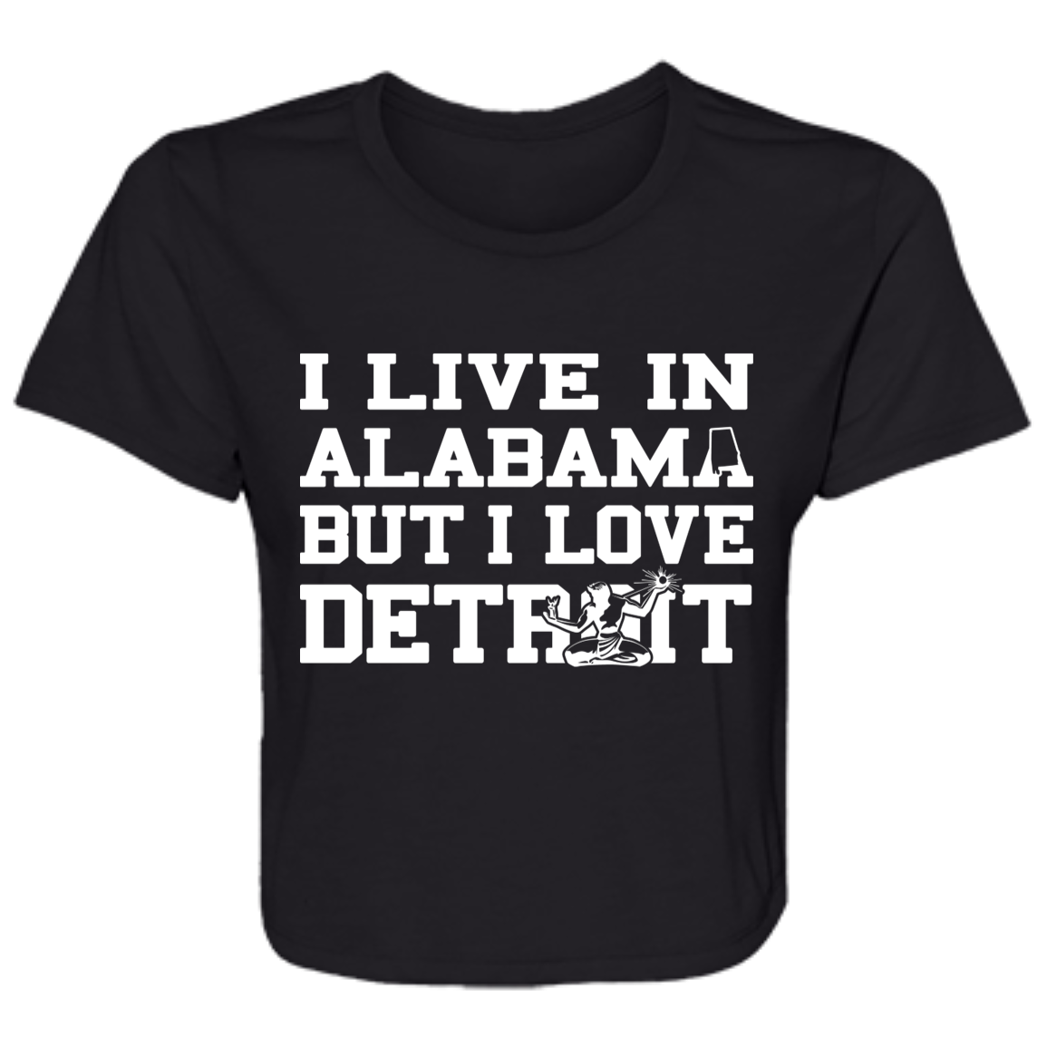 Live Alabama Love Detroit - White Flowy Cropped Tee