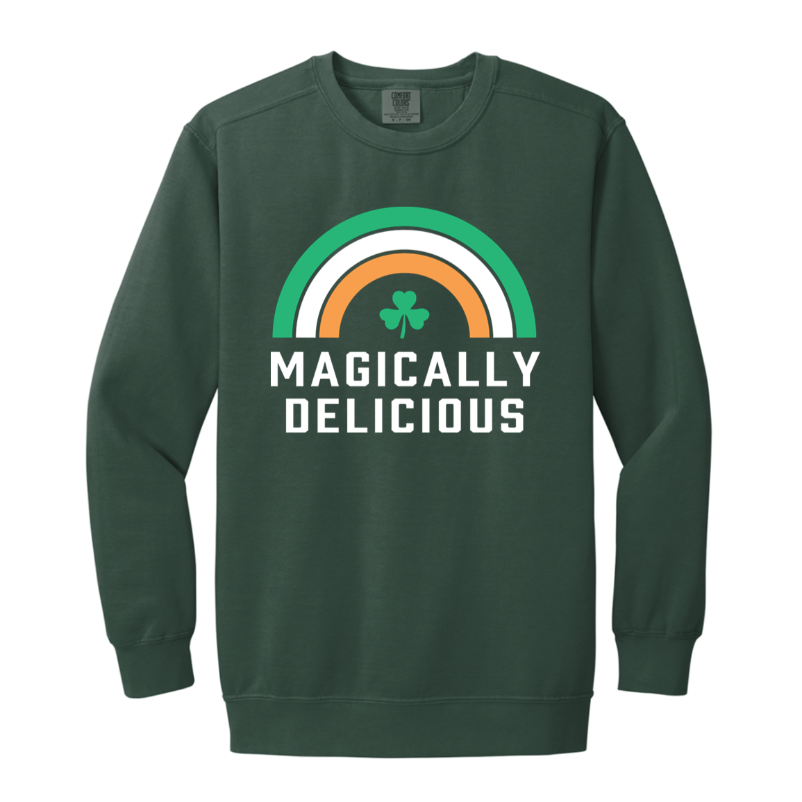 Magically Delicious - Green White Orange Vintage Wash Crewneck Sweatshirt