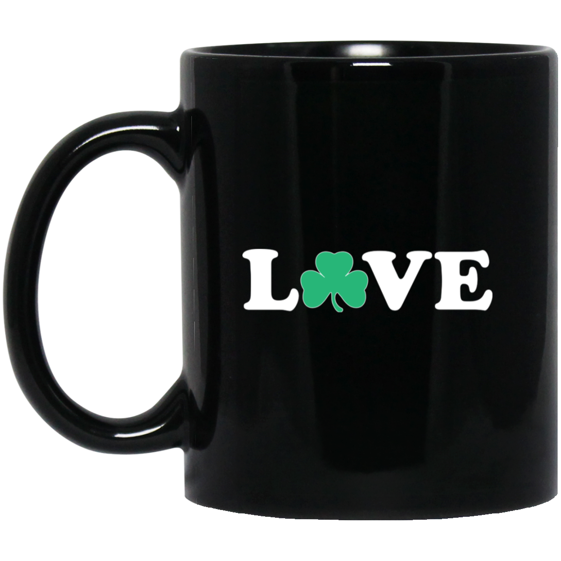 Love Shamrock - White Black Mug