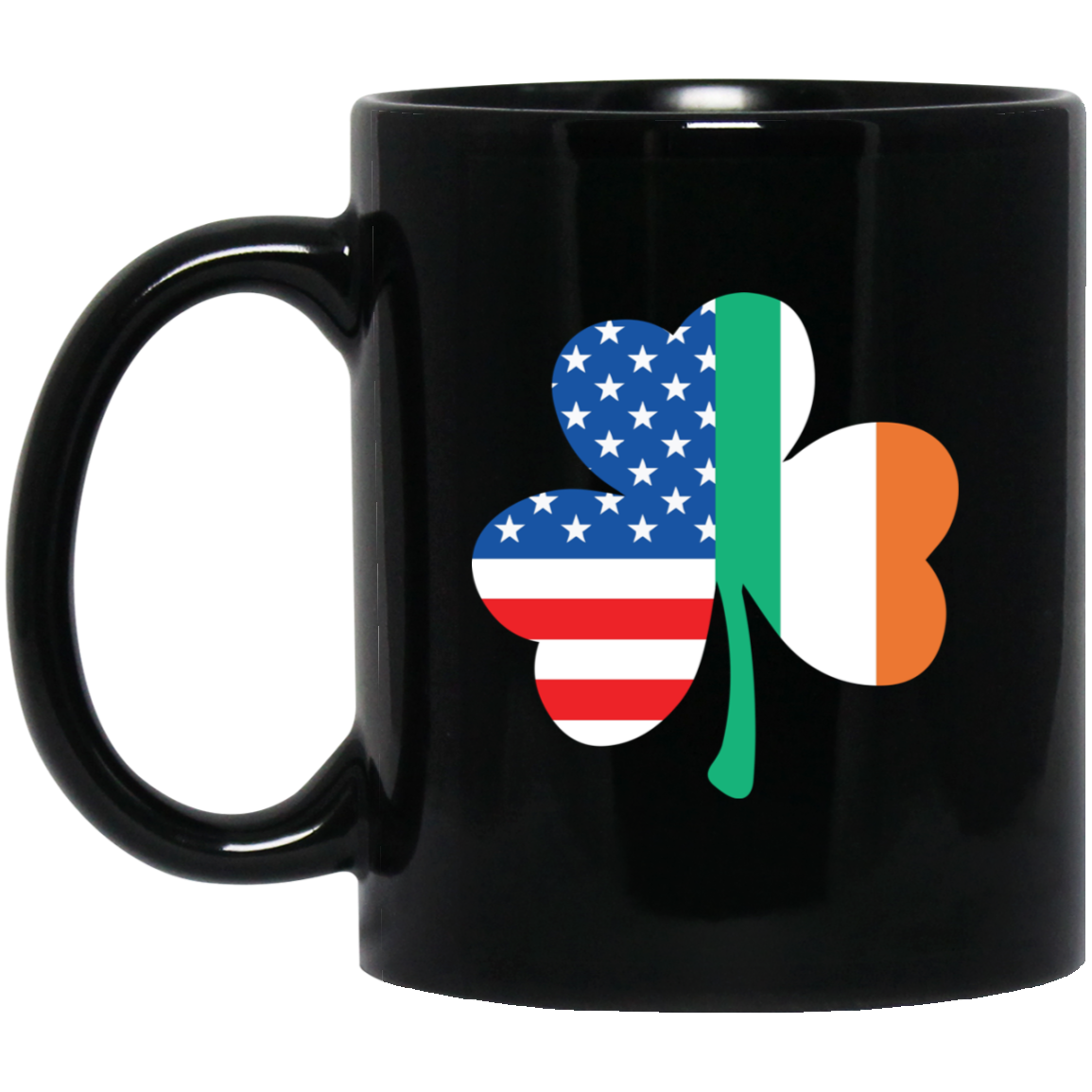 Irish American Flag Shamrock Black Mug