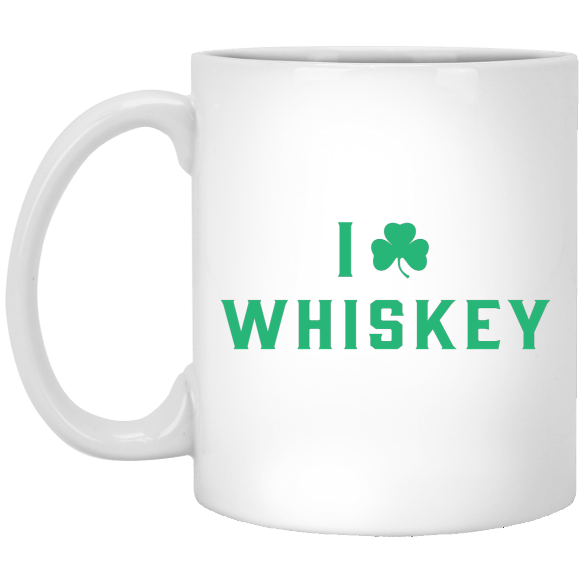I Love Whiskey - Green White Mug