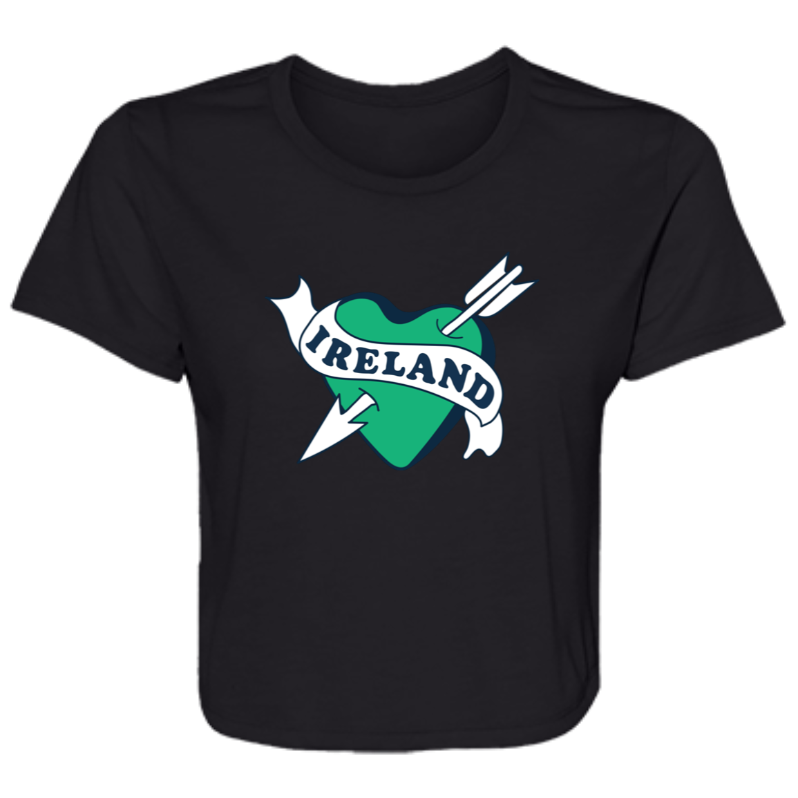 Ireland Heart - Green Flowy Cropped Tee