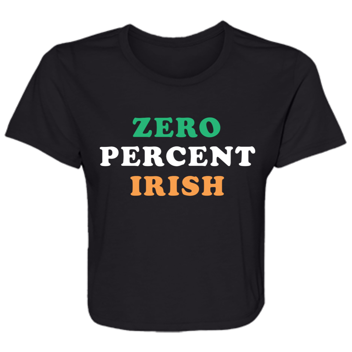 Zero Percent Irish - Green White Orange Flowy Cropped Tee