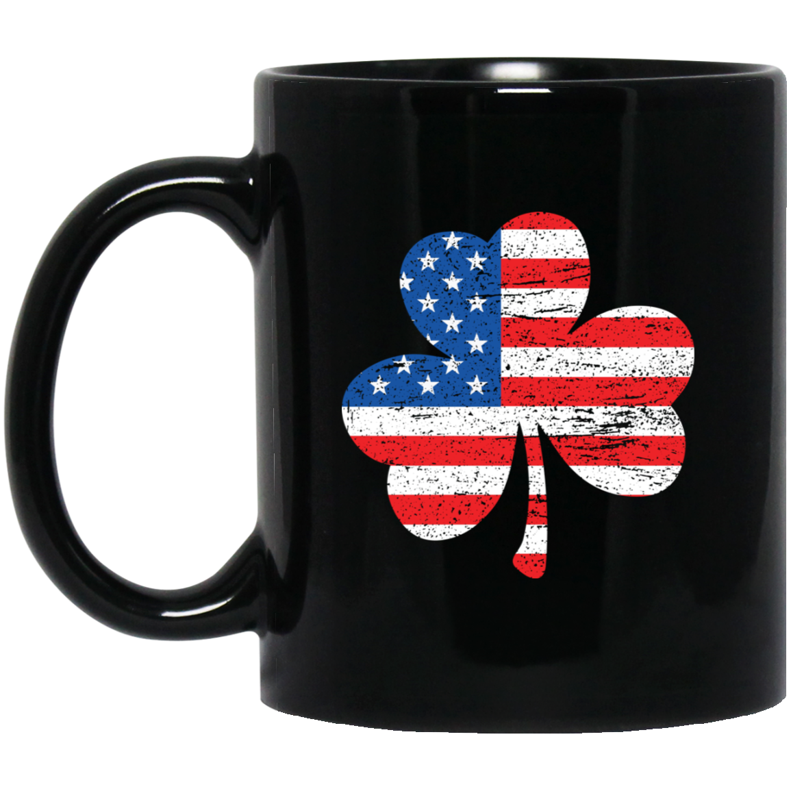 American Flag Shamrock - Distressed Black Mug