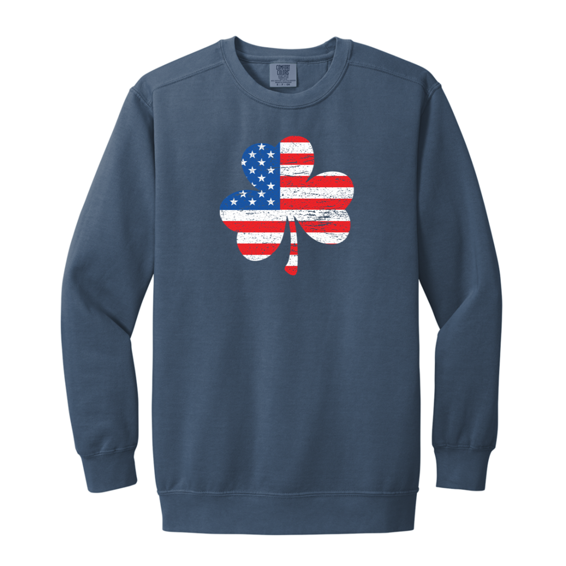 American Flag Shamrock - Distressed Vintage Wash Crewneck Sweatshirt
