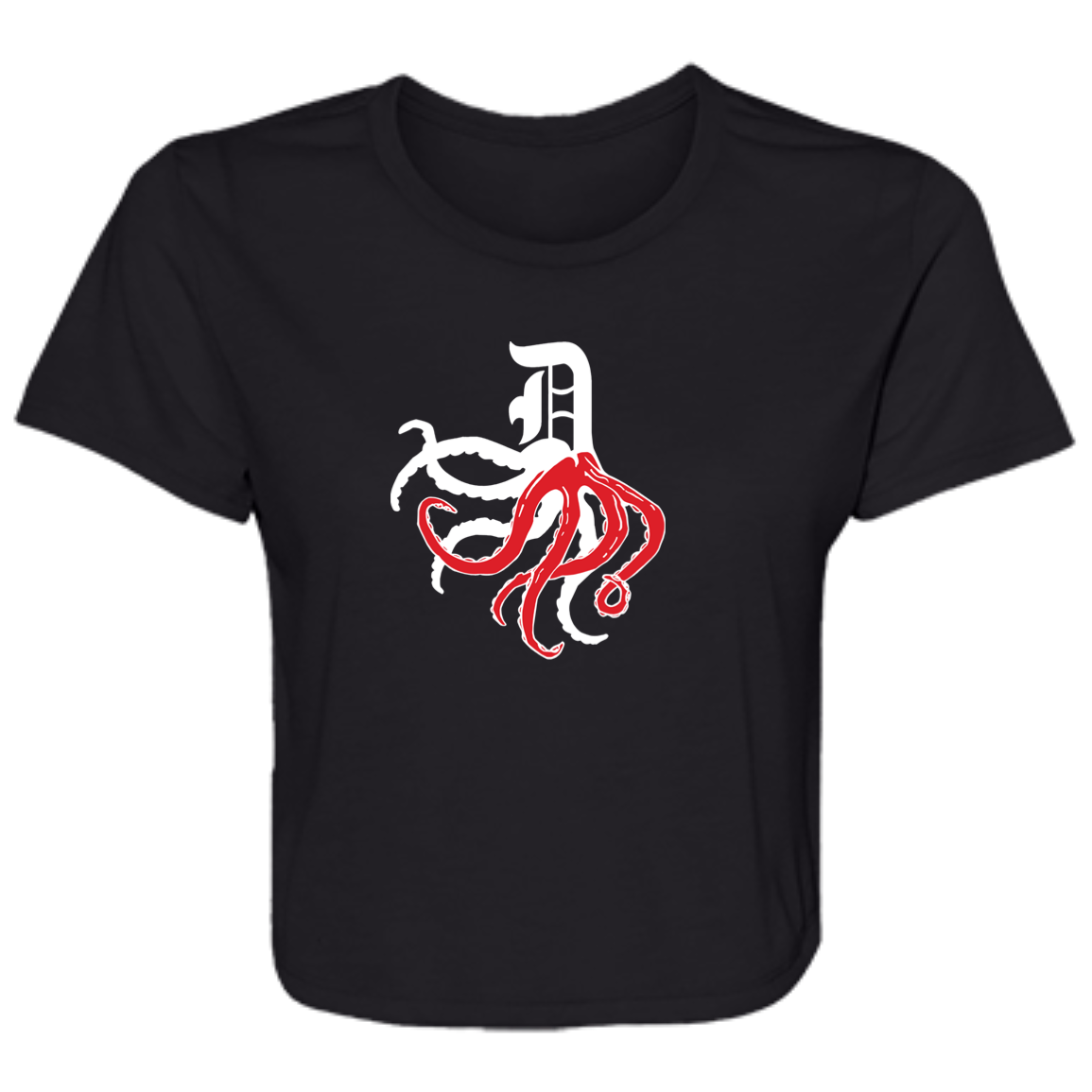 D Octopus - White Flowy Cropped Tee