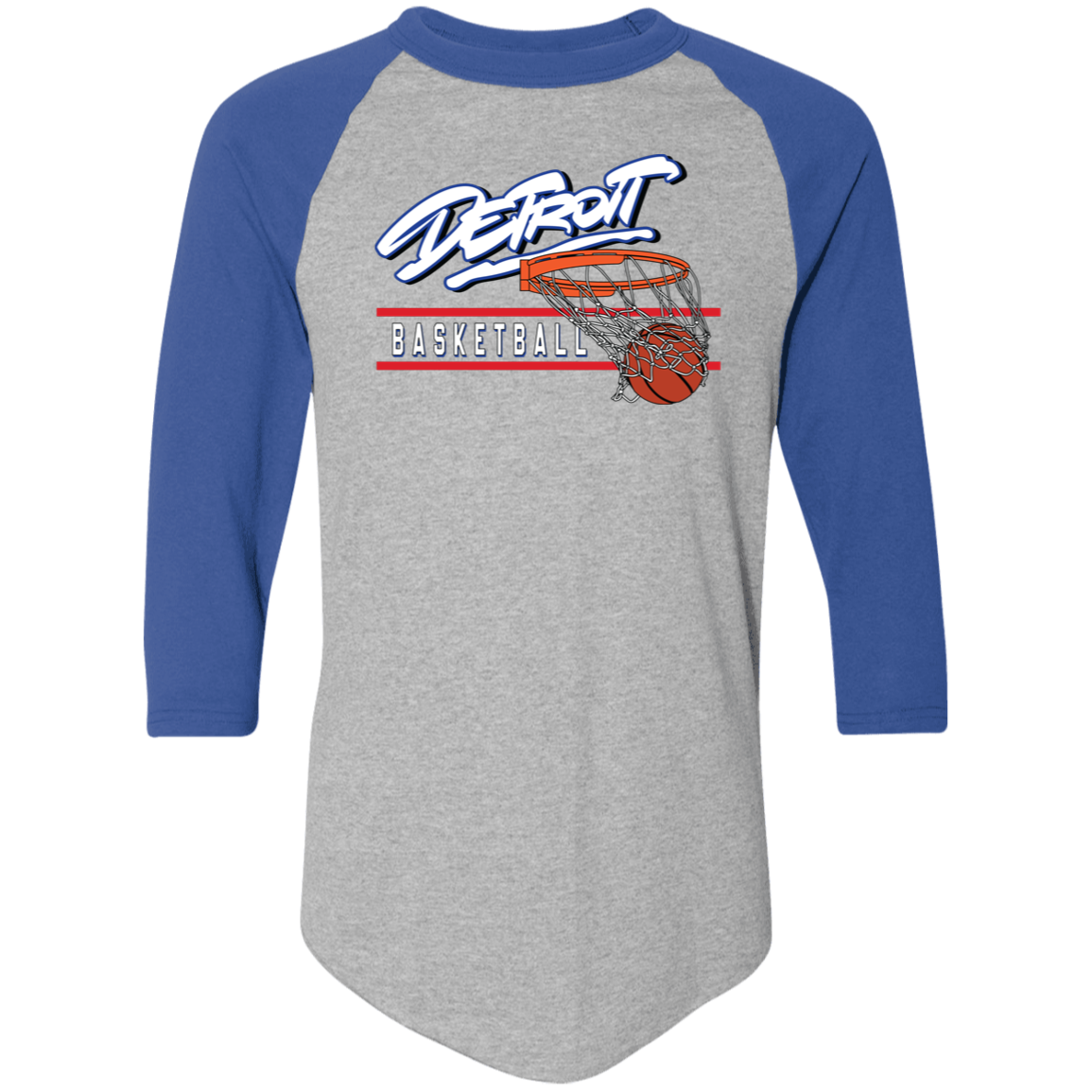 90s Detroit Basketball Swish - White & Red Classic Raglan Jersey