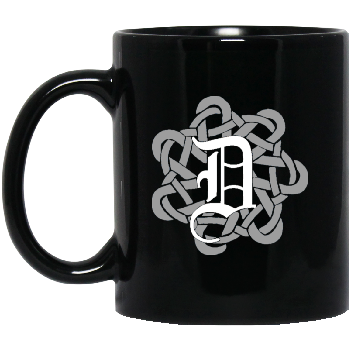 Celtic Knot Detroit D Black Mug