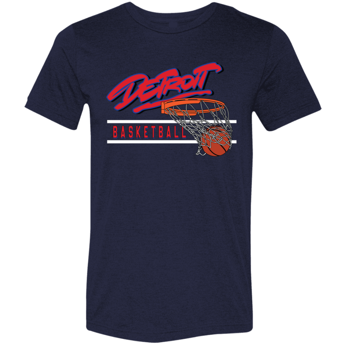 90s Detroit Basketball Swish - Red & White Unisex Triblend T-Shirt