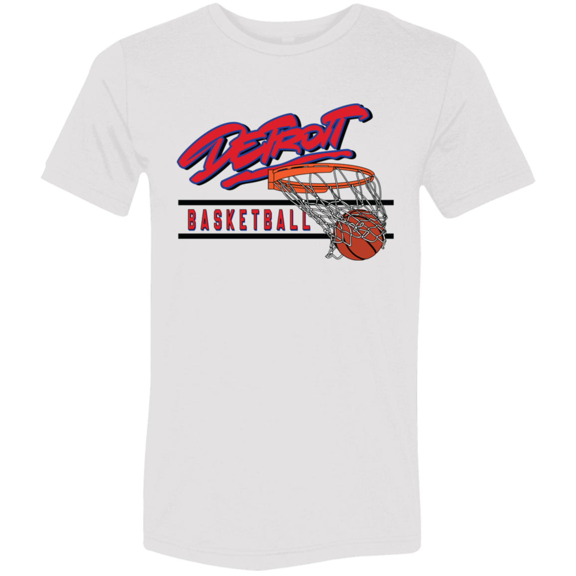 90s Detroit Basketball Swish - Red & Black Unisex Triblend T-Shirt