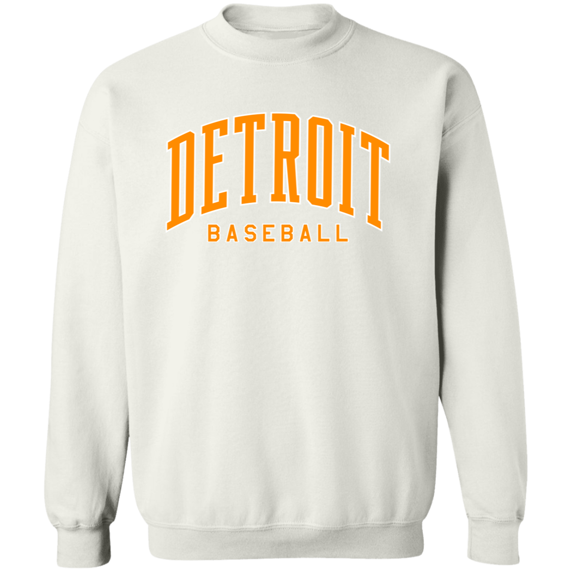 Detroit Baseball Arch Bright Orange - White Classic Crewneck Sweatshirt