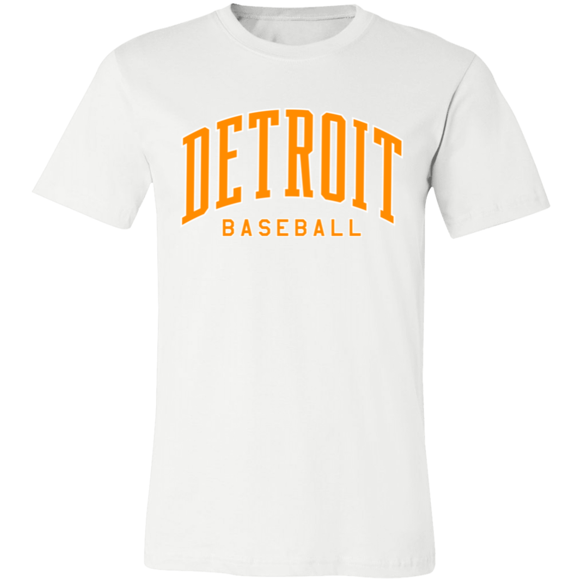 Detroit Baseball Arch Bright Orange - White Unisex Classic T-Shirt