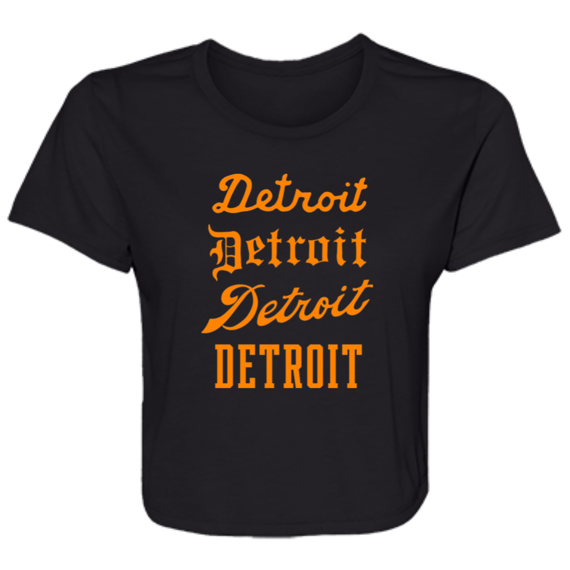 Detroit Stack - Orange Flowy Cropped Tee