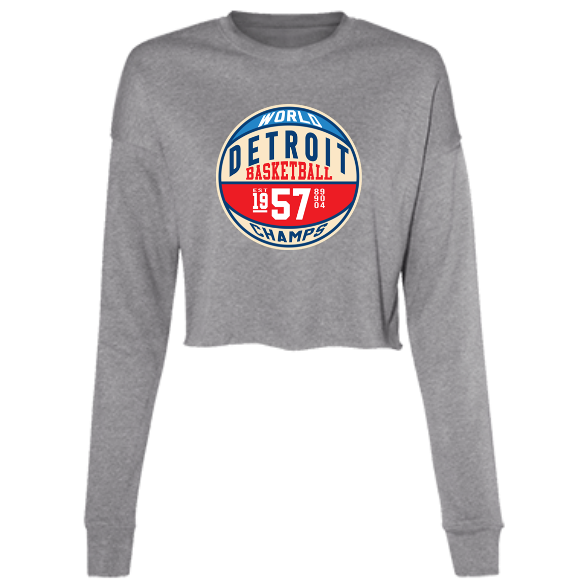 Retro Pistons World Champs Women's Cropped Crewneck Sweatshirt
