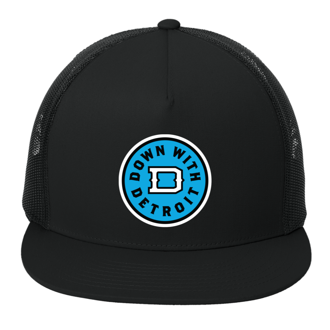 Detroit Football DWD Logo 5-Panel Classic Trucker Mesh Snap Cap