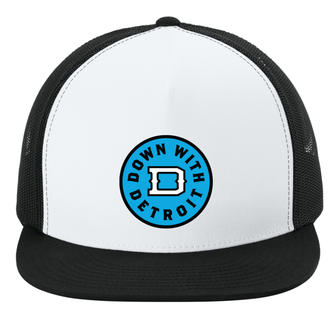 Detroit Football DWD Logo No Stroke 5-Panel Classic Trucker Mesh Snap Cap