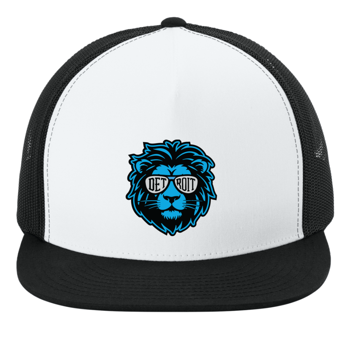 Detroit Football Lion Sunglasses No Stroke 5-Panel Classic Trucker Mesh Snap Cap