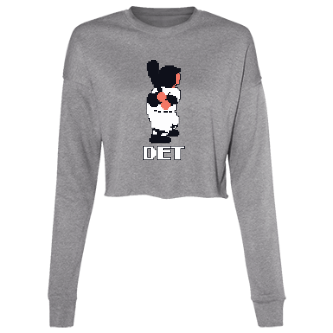 8Bit Detroit Baseball Dark Women's Cropped Crewneck Sweatshirt
