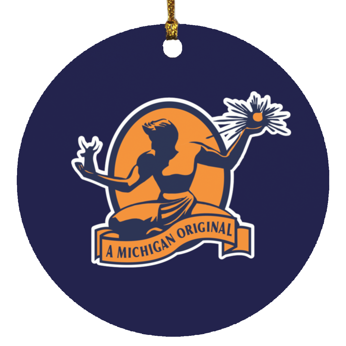 Detroit Baseball Spirit of Detroit Circle Ornament