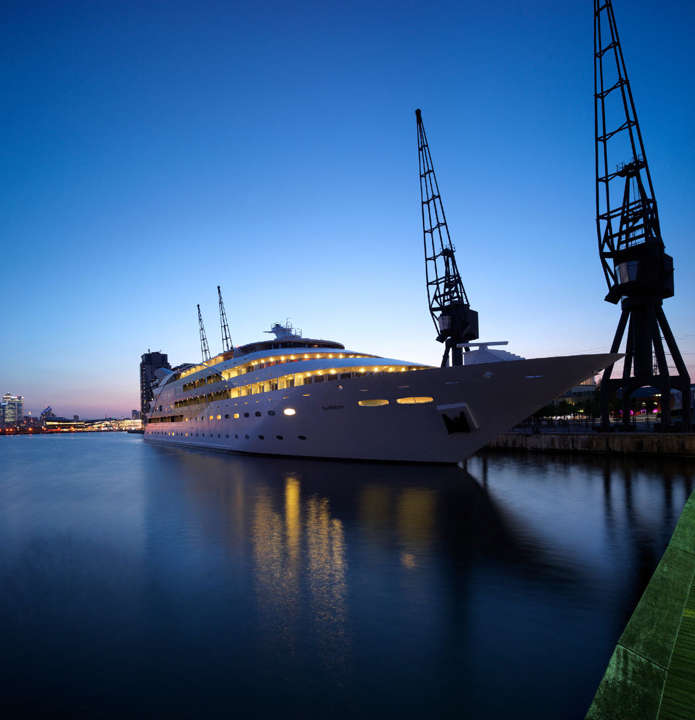 Sunborn London Yacht Hotel exterior at Royal Victoria Dock