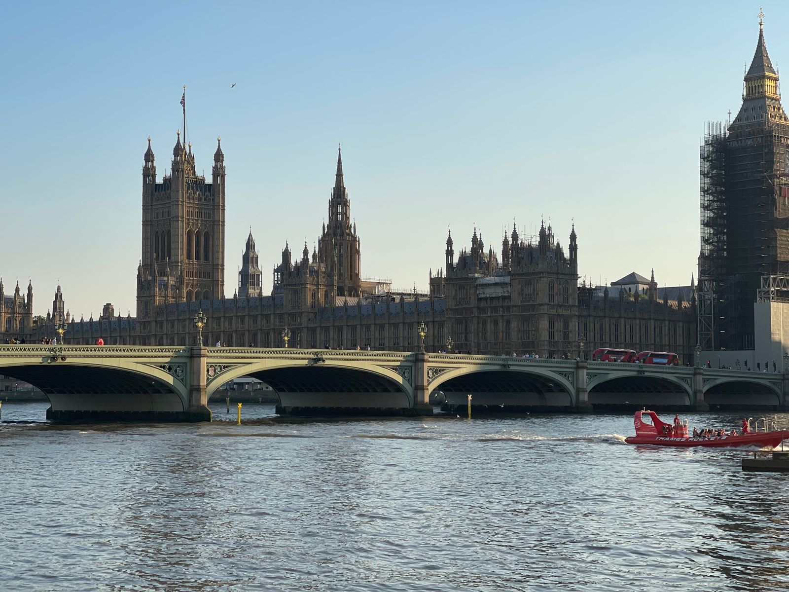 Westminster Bridge and the Houses of Parliament across the River Thames