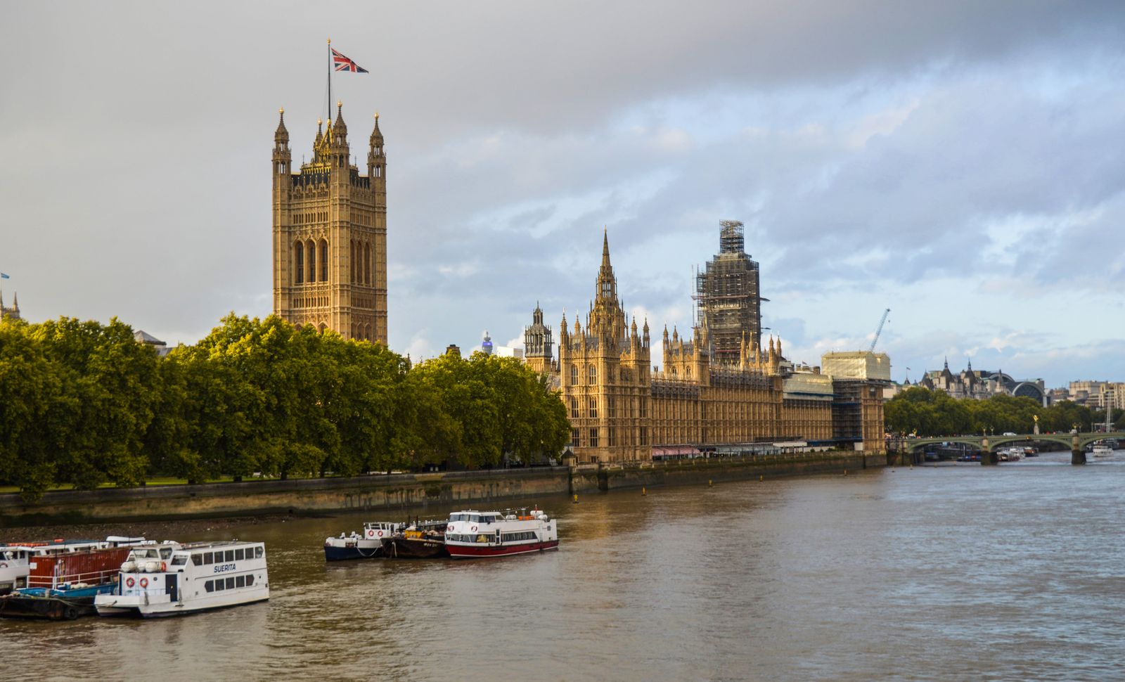 The Palace of Westminster beside the River Thames