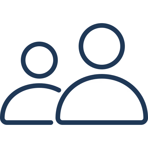 Icon showing two abstract human figures, one larger and one smaller, side by side.