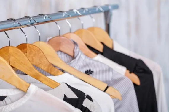 Clothes hanging on a rack