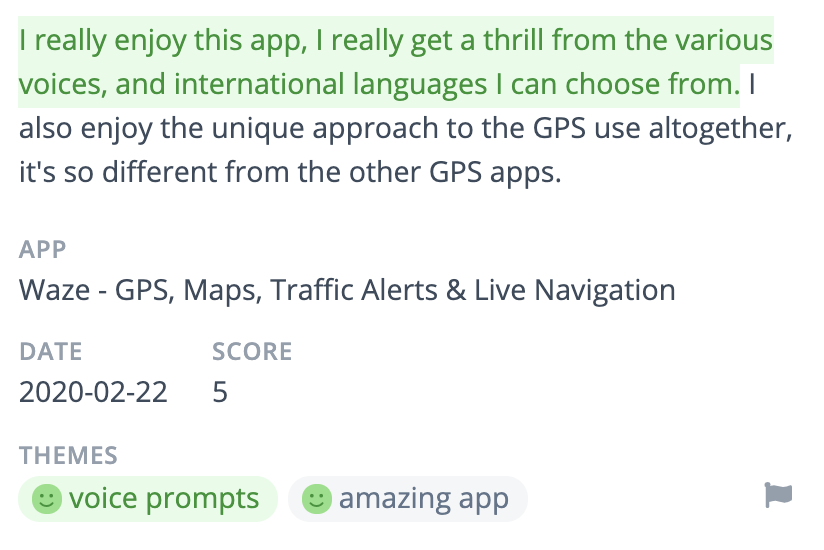Comment mentioning voice prompts