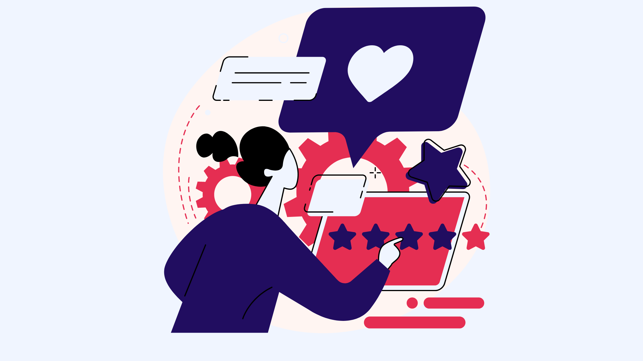 graphic of someone submitting customer feedback